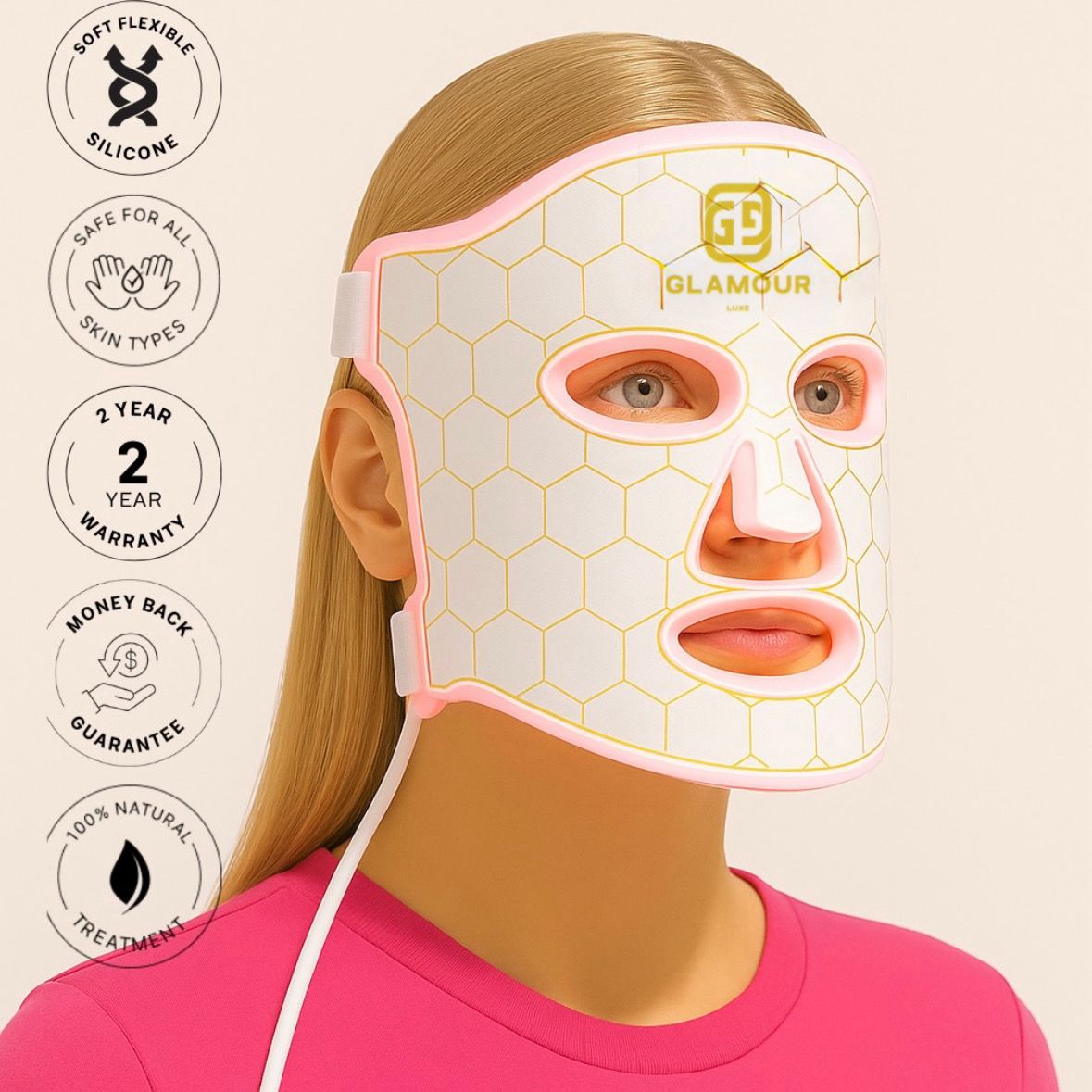 Glamour Luxe 7-Color LED Face Mask – Anti-Aging & Acne Light Therapy