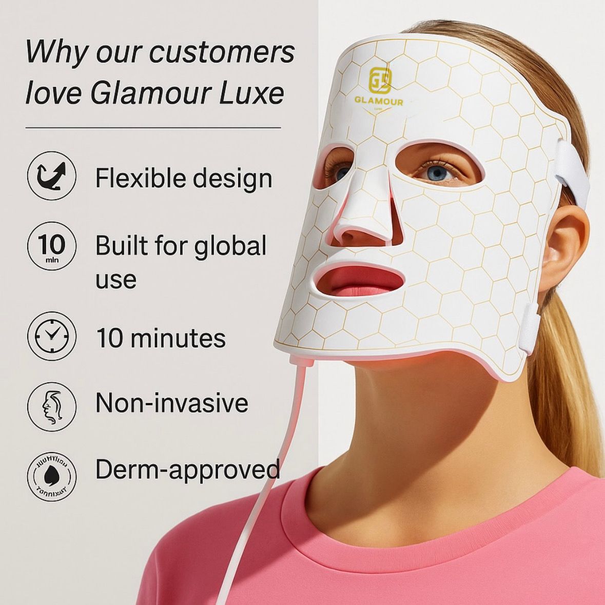 Glamour Luxe 7-Color LED Face Mask – Anti-Aging & Acne Light Therapy